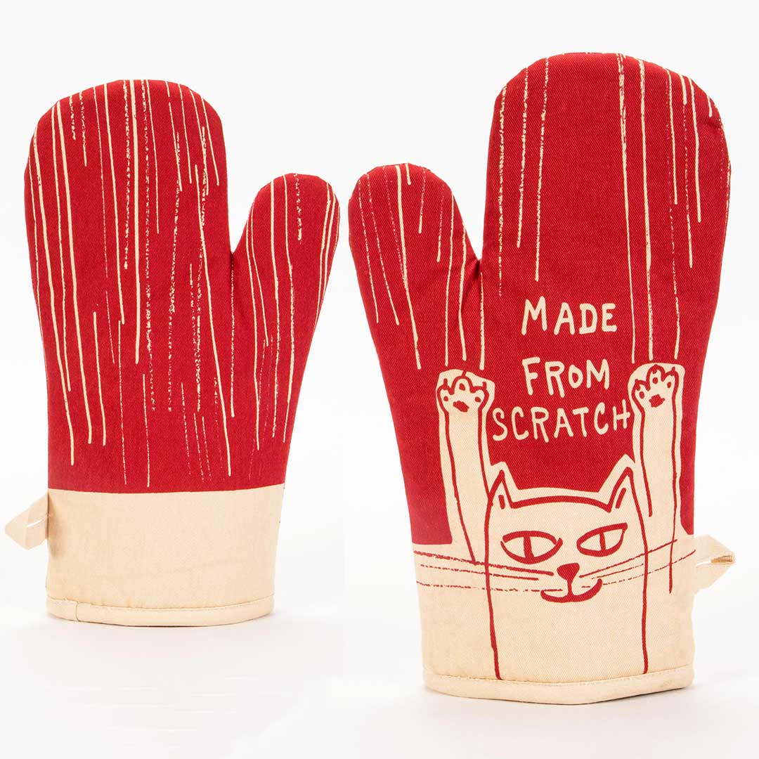 Front and back of the oven mitt"Made From Scratch"
